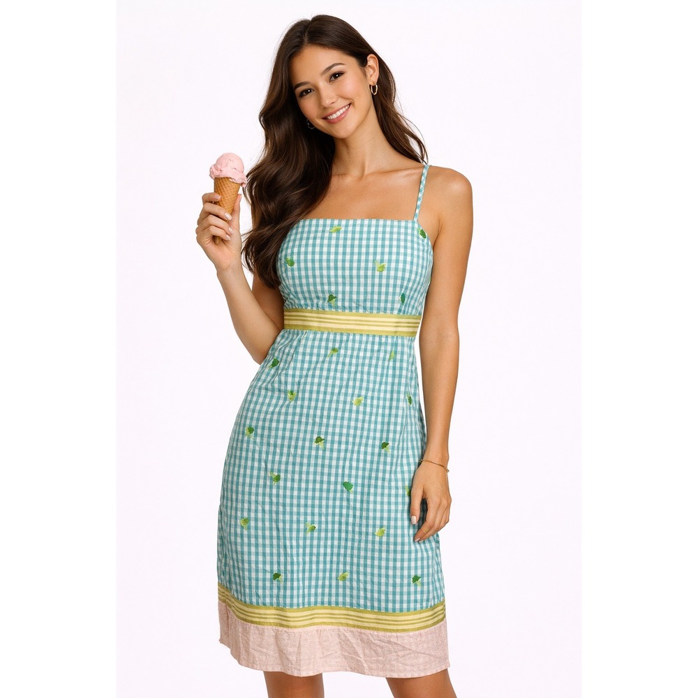 Lilly Pulitzer Ice Cream Cone Gingham Dress Size M Blue White Summer Sundress